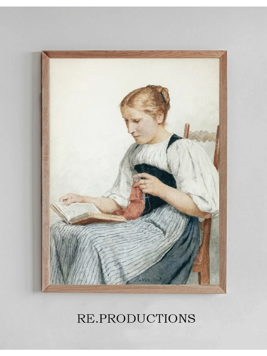 Knitting Girl Reading