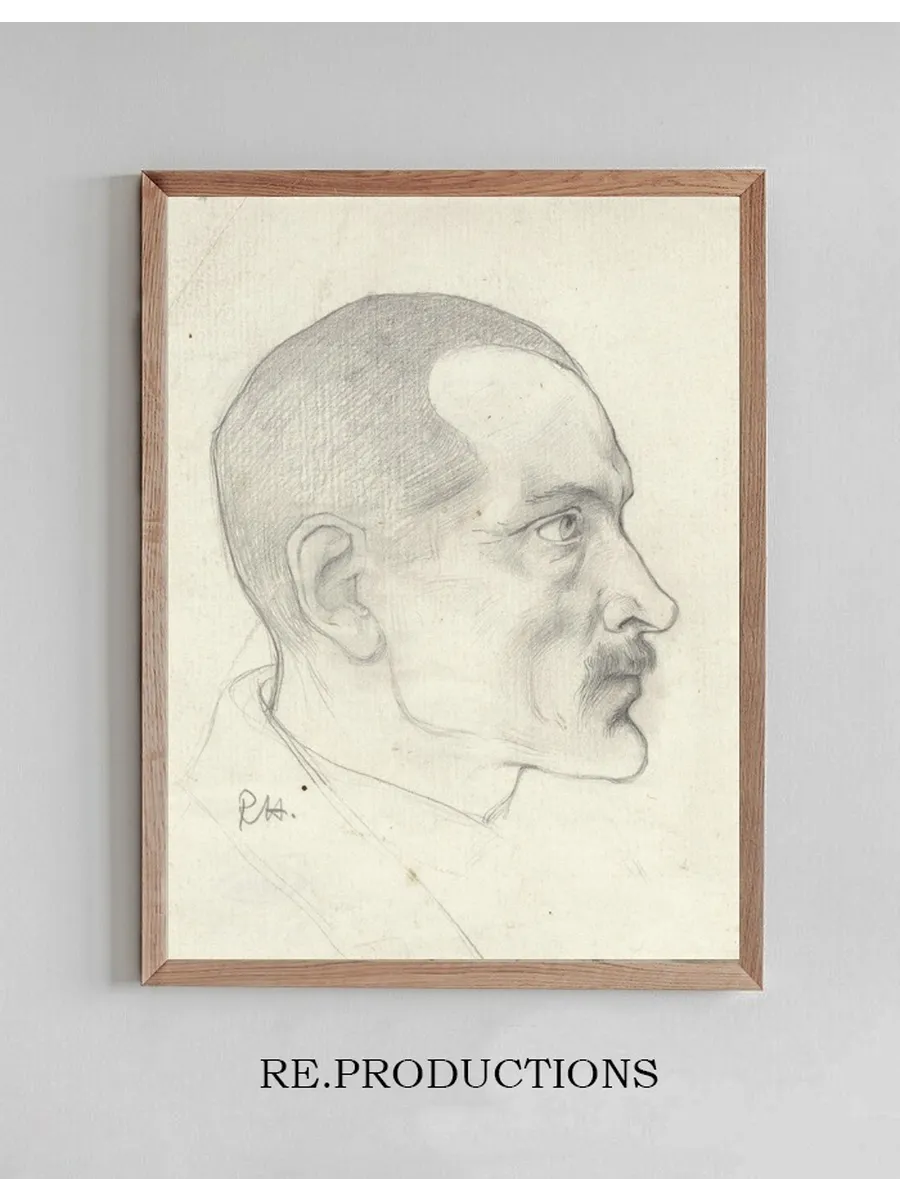 Kop van Een Man Met Snor, van Opzij
