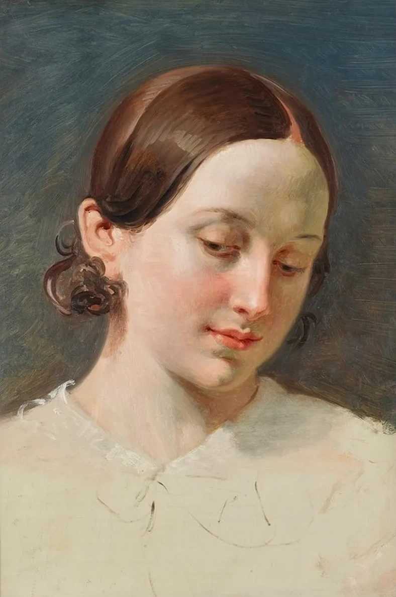 Kopf Eines M Dchens Mit Braunem Haar (studie Zu R Diger Und Angelica)