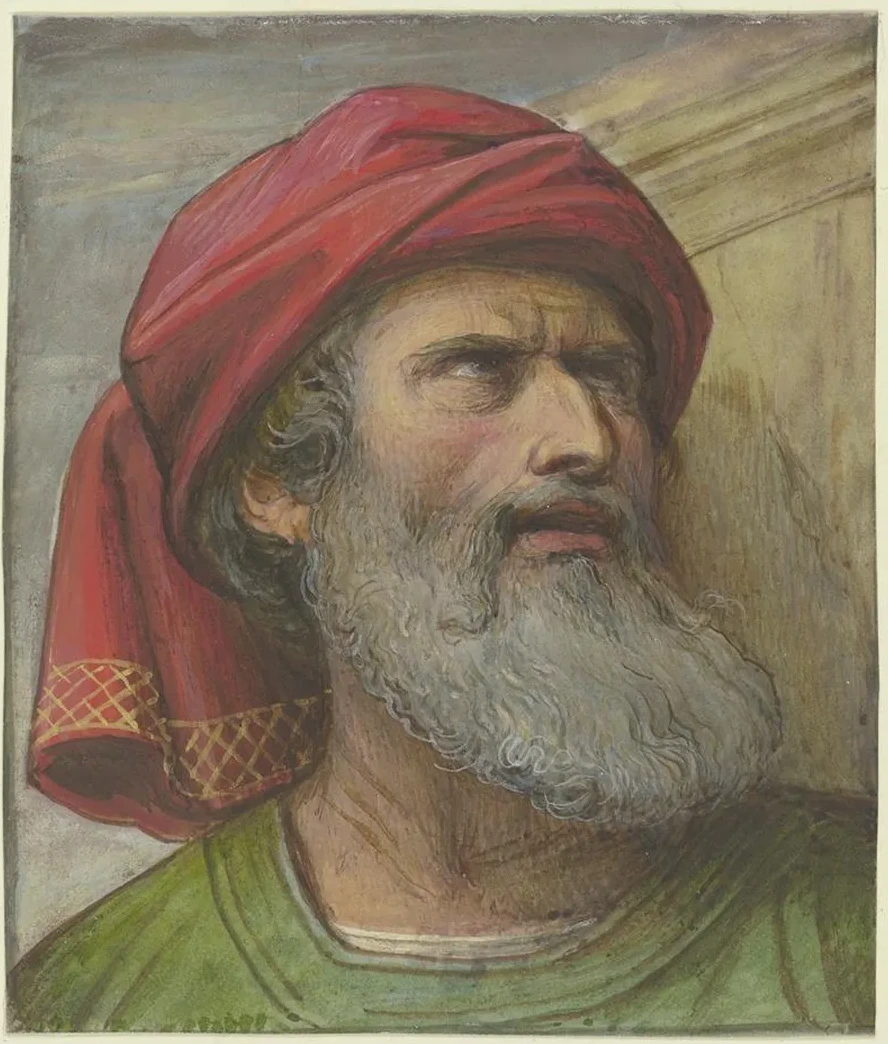 Kopf Eines Aufw Rts Blickenden Mannes Mit Turban