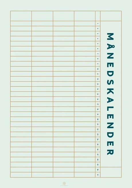 Kragh M Nedskalender - Green, 4 Column