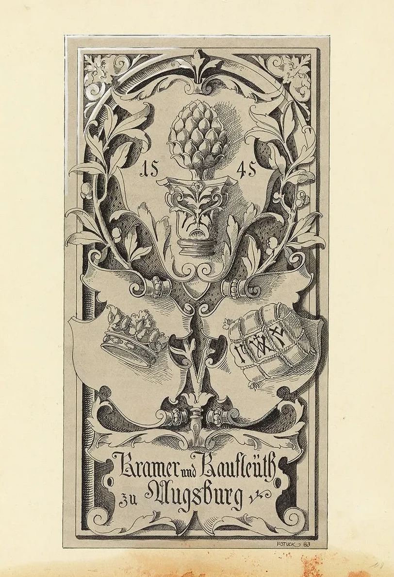 Kramer Und Kaufleuth Zu Augsburg, Vorlagenzeichnung F R Allegorien Und Embleme
