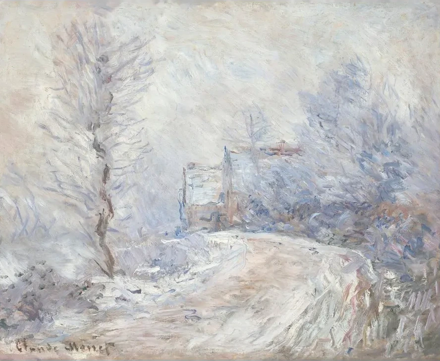 L Entr E de Giverny Sous la Neige