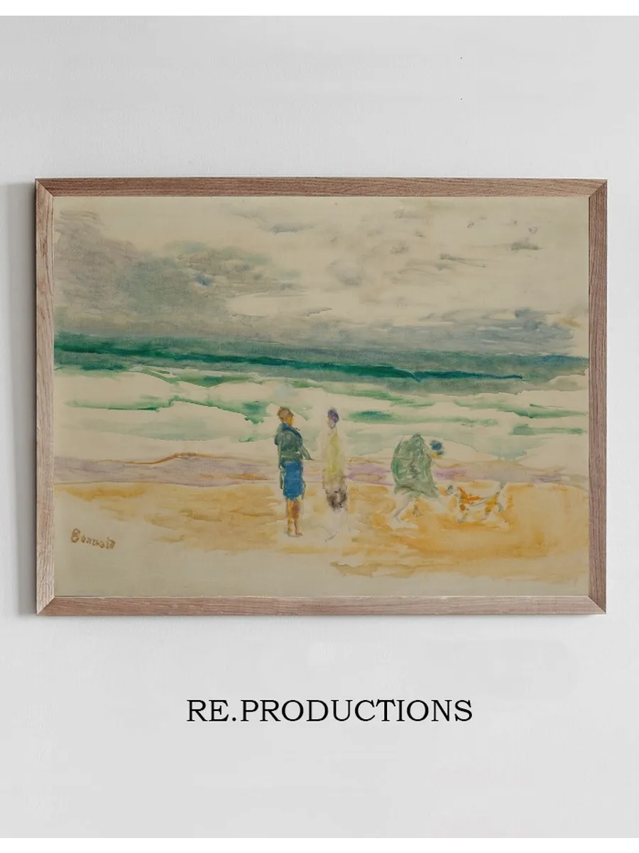 La Plage. Trois Personnages et Un Chien