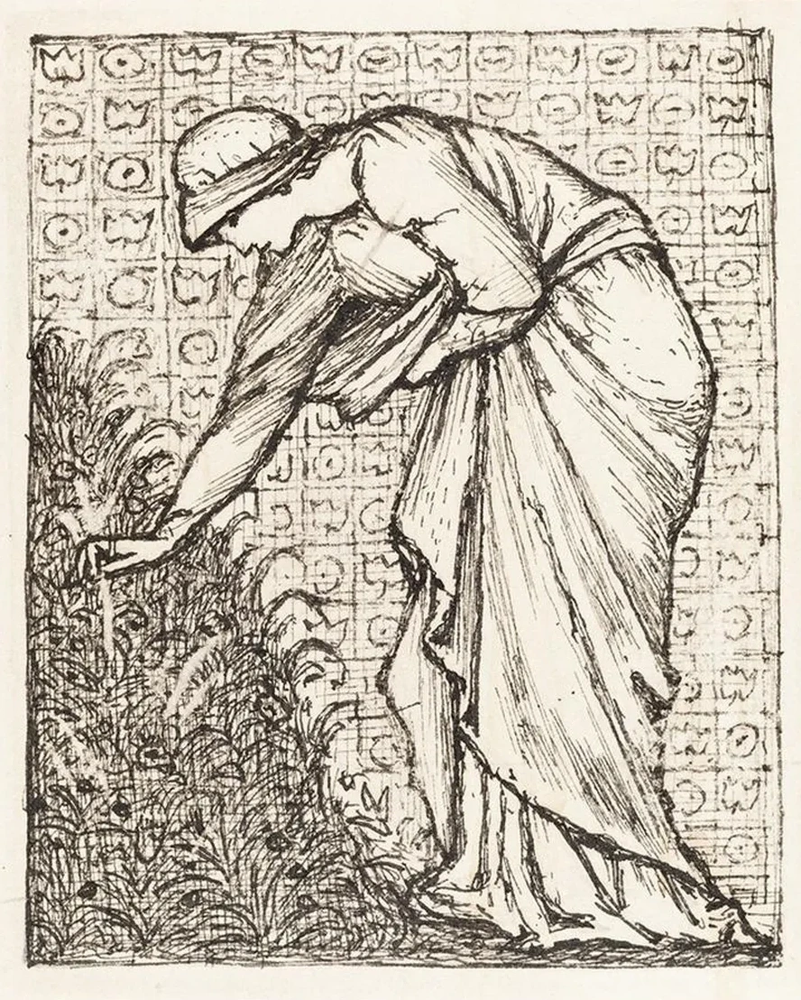 Lady Picking Flowers