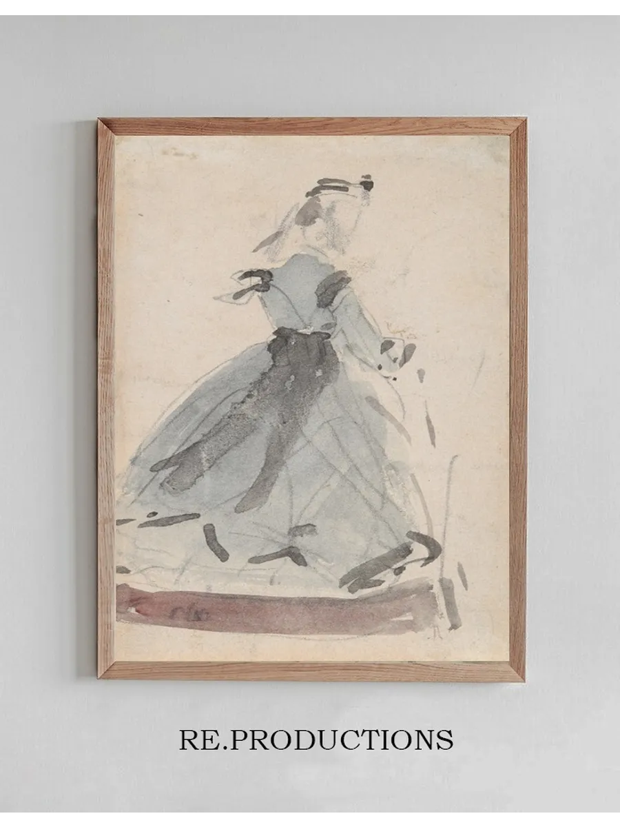 Lady in Fashionable BlueGown