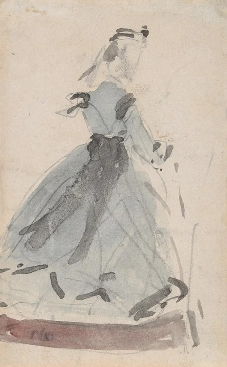 Lady in Fashionable BlueGown