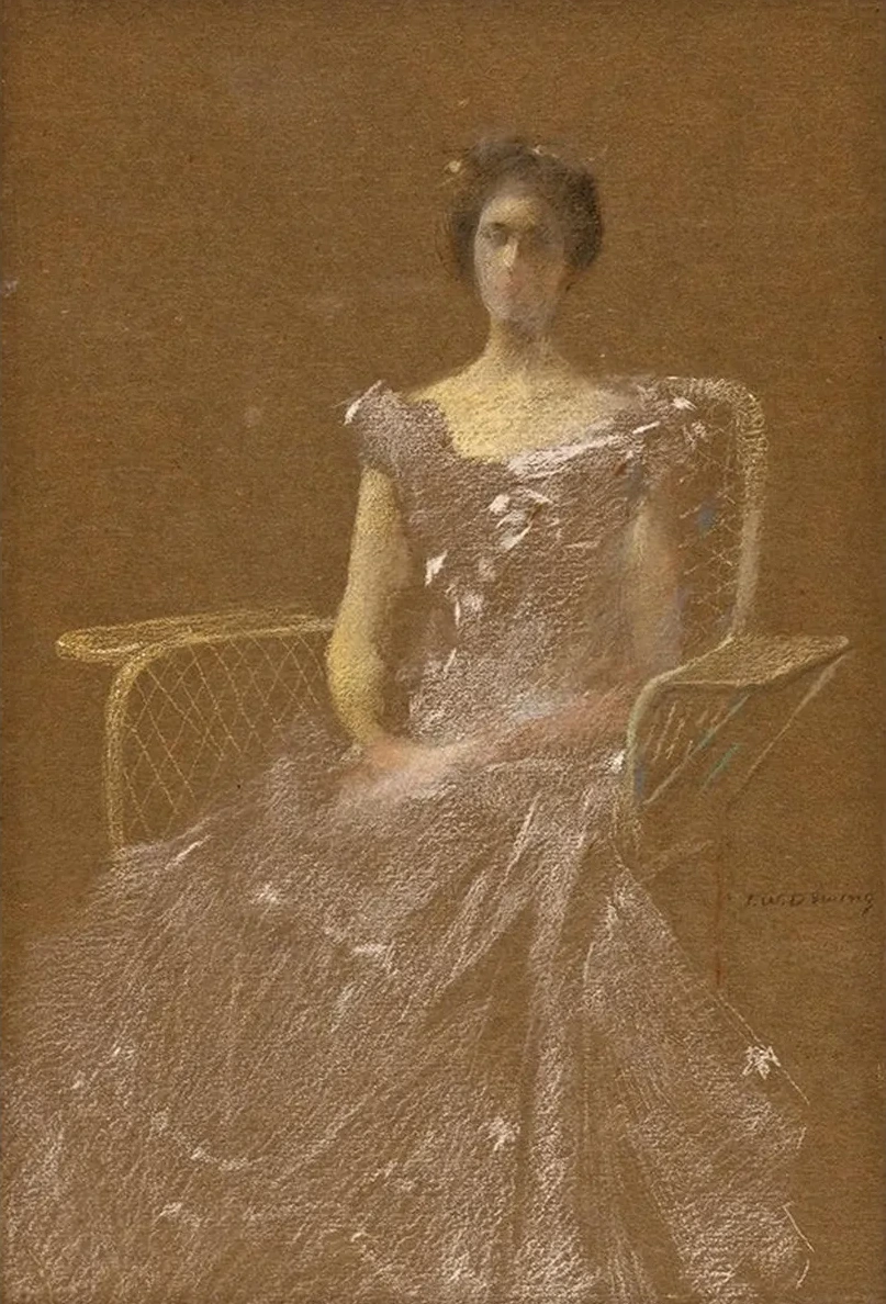 Lady in Rattan Armchair