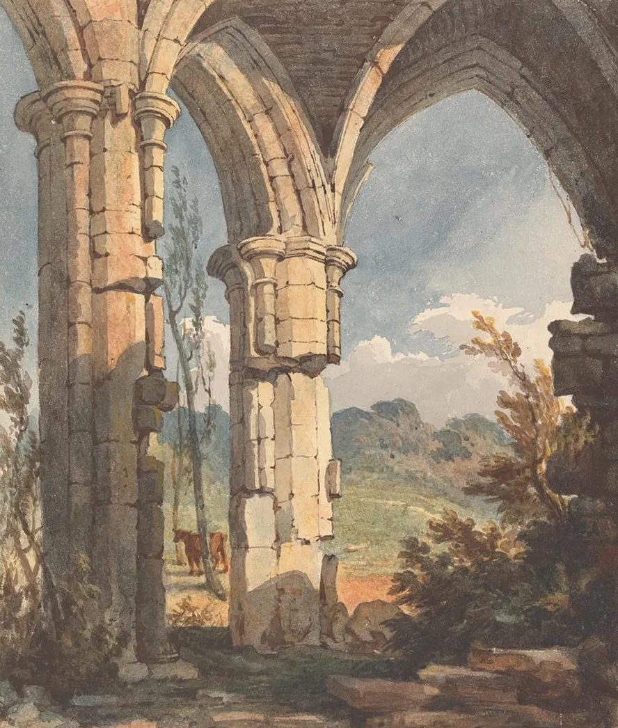 Landscape Looking Through Ruined Archway