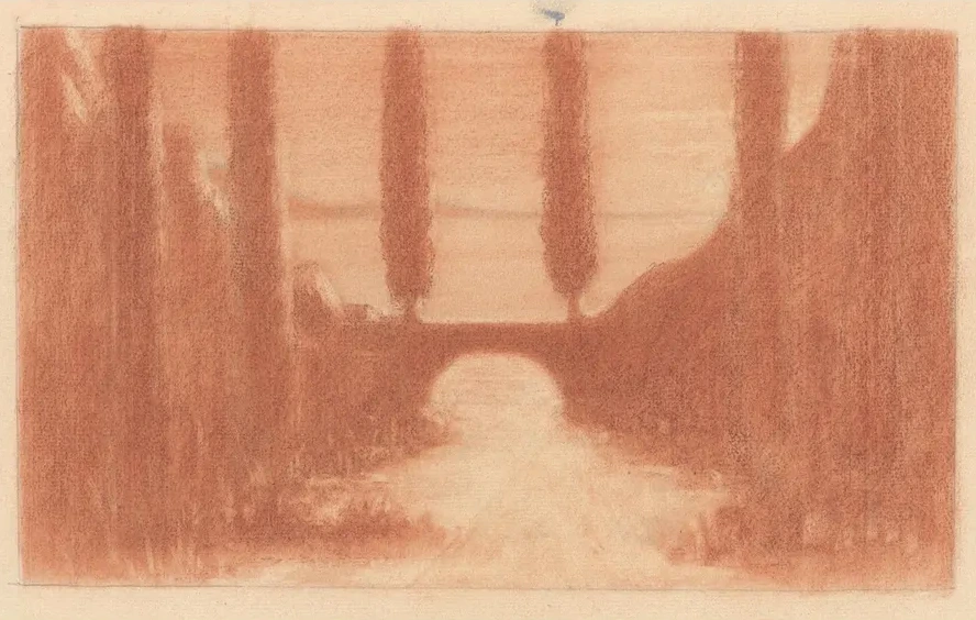 Landscape with Bridge and Cypress Trees