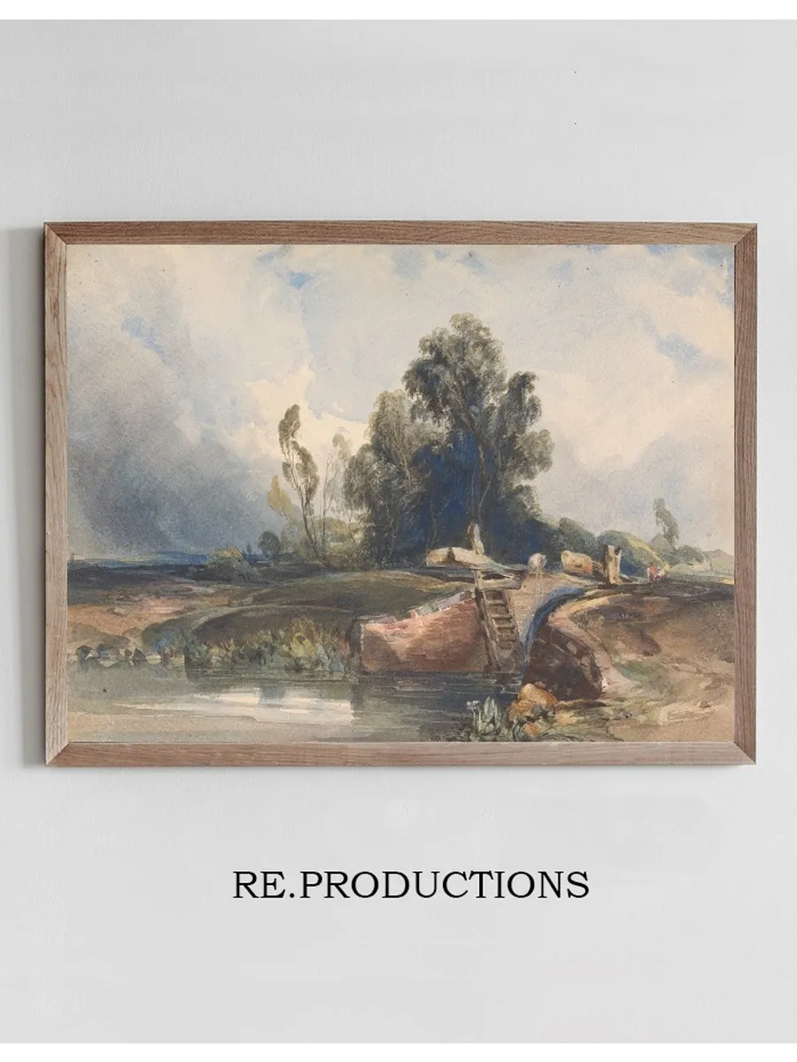 Landscape with Canal and Lock Figures at Lock