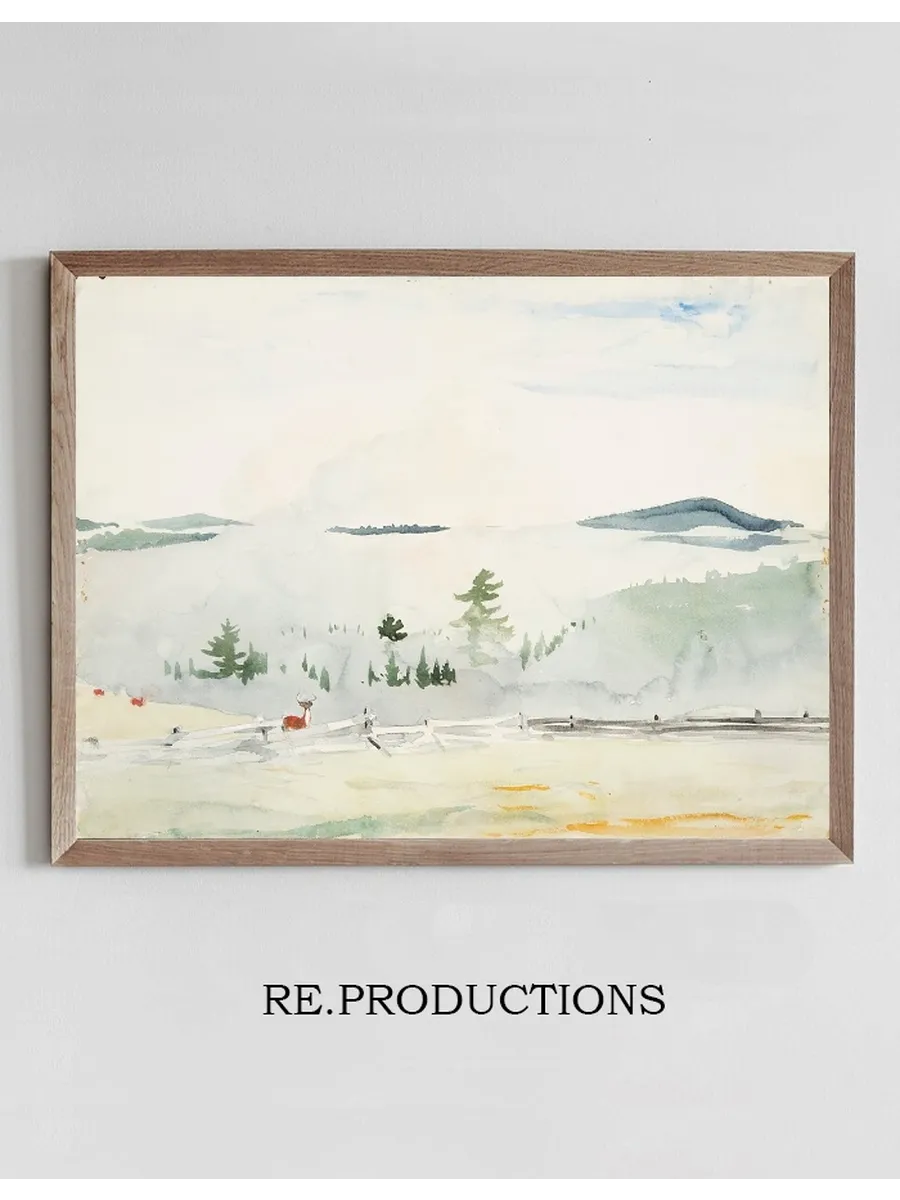 Landscape with Deer in a Morning Haze