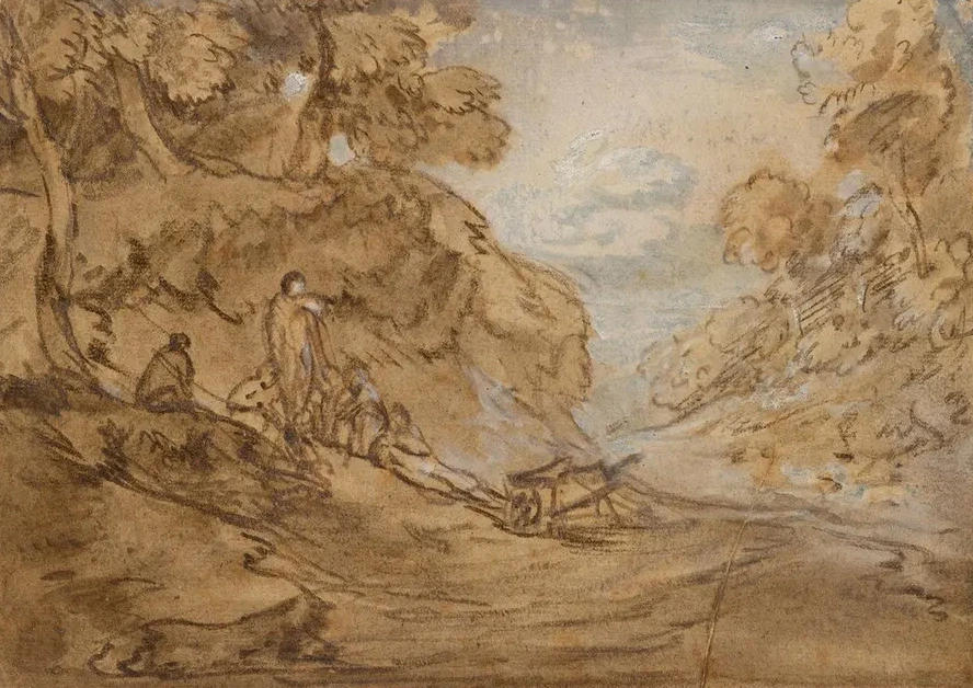 Landscape with Group of Figures Resting on a Hillside
