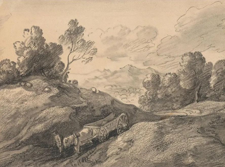 Landscape with Horse and Cart Descending a Hill