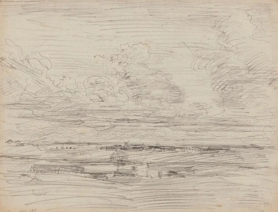 Landscape with Mills and Low Clouds