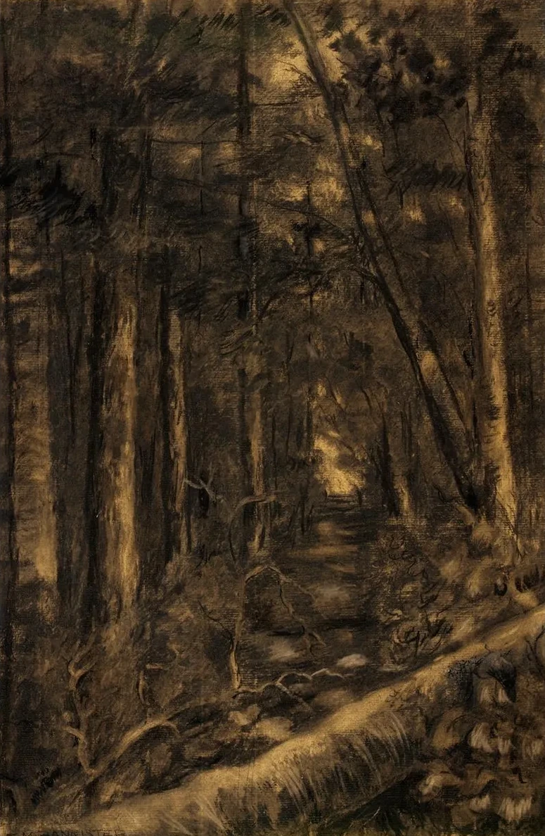 Landscape with Path Through Forest