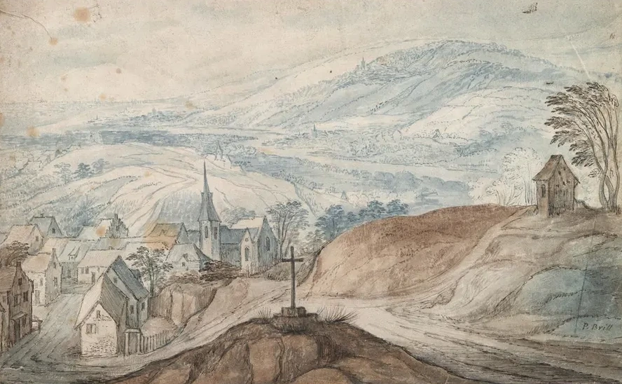 Landscape with Village Near Crossroads and Distantview