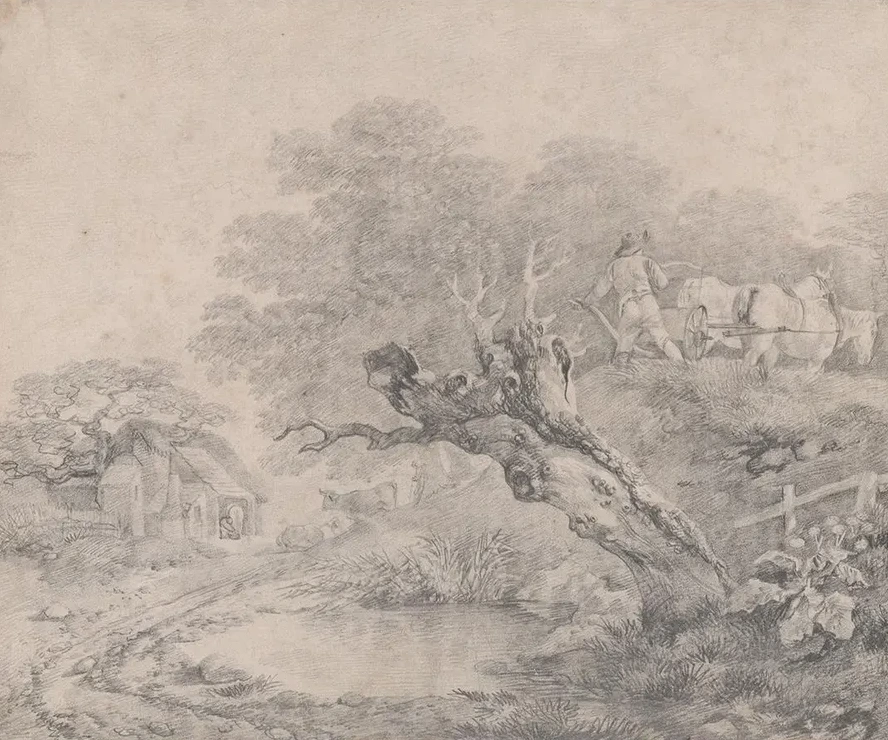 Landscape with a Decayed Willow Over a Pool