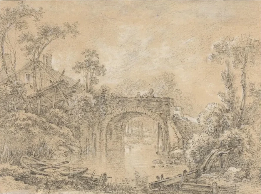 Landscape with a Rustic Bridge