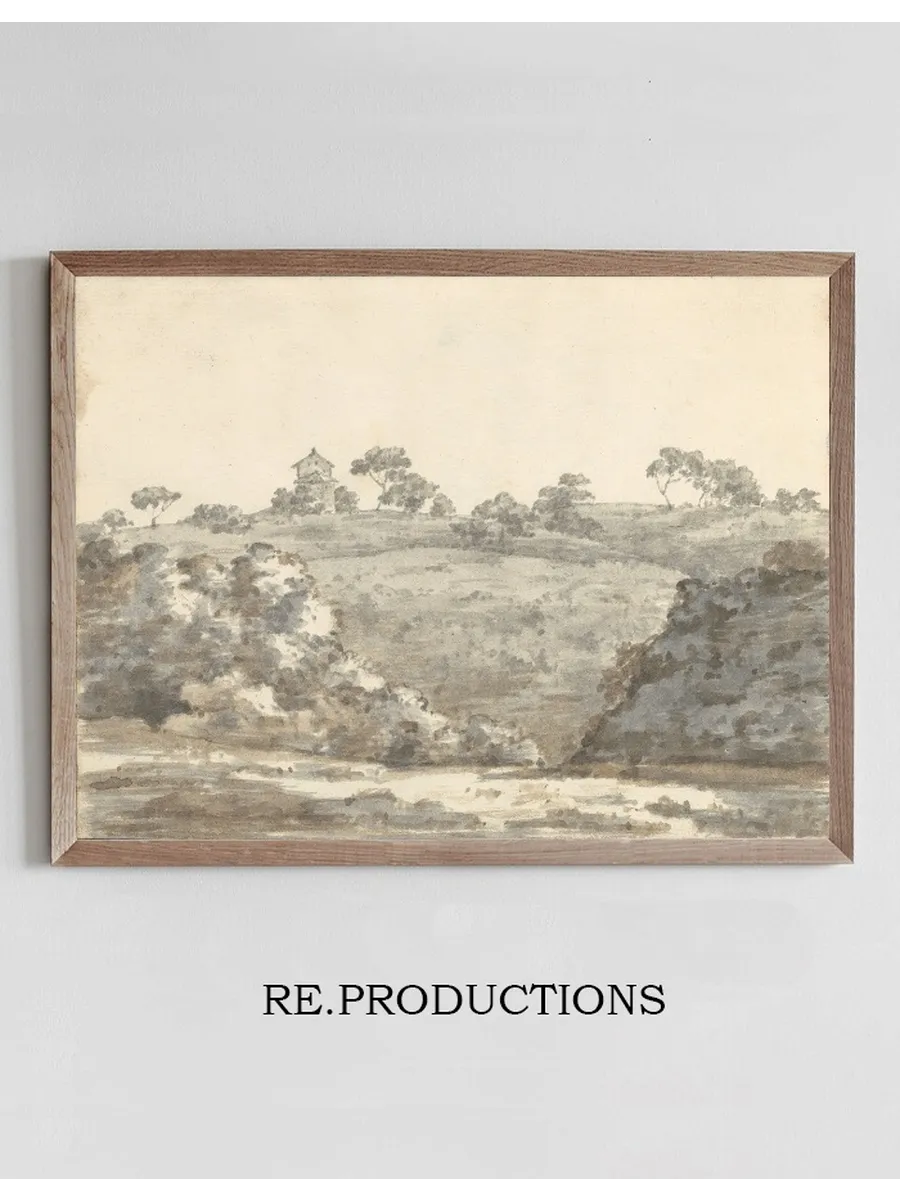 Landscape with a Two - Story Building on a Hill