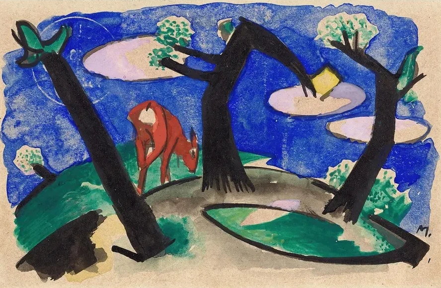 Landscape with a Red Animal
