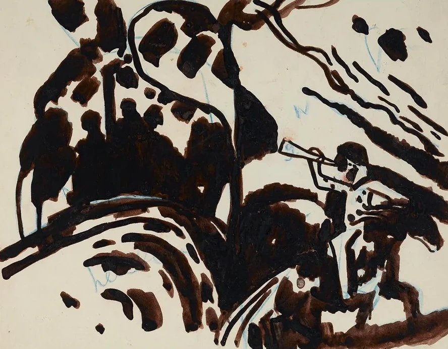 Landscape with a Trumpet - Blowing Rider