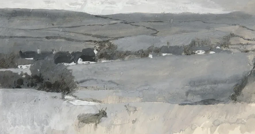 Landscape with Cow Inforeground