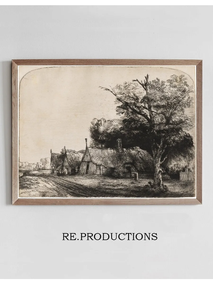 Landscape with Three Gabled Cottages Beside a Road