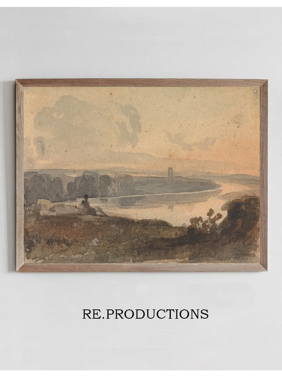 Landscape, with Winding River, Figure on Hill in Foreground