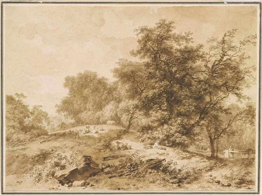 Landscape, with Flocks and Trees