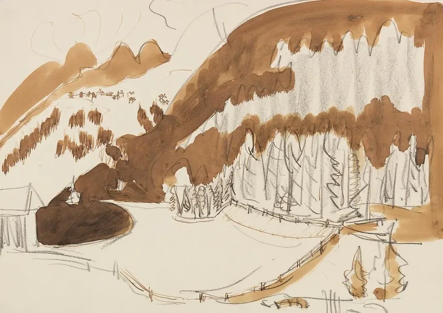 Landschaft Bei Davos (berglandschaft IM Winter, Bewaldete Berglandschaft)