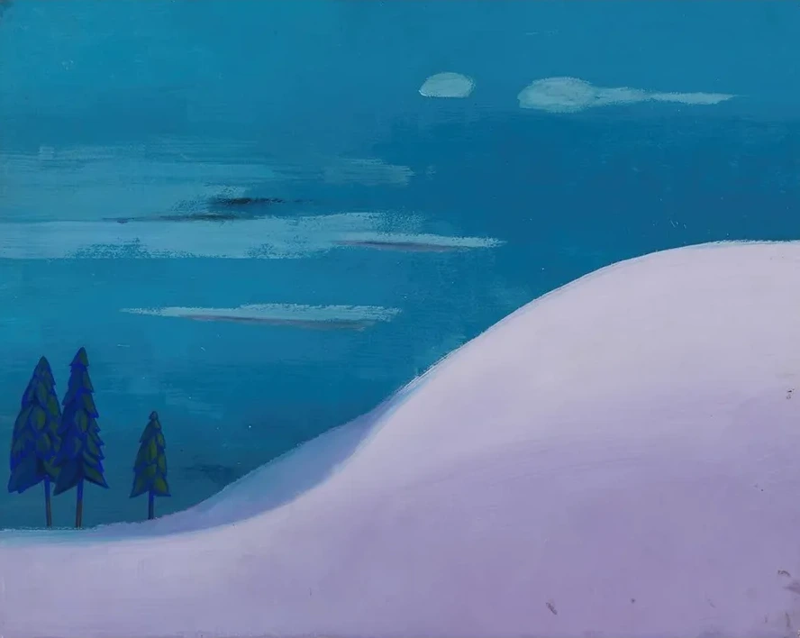 Landschaft in Blau - Lila