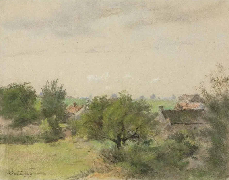 Landschaft Mit H Usern Zwischen B Umen