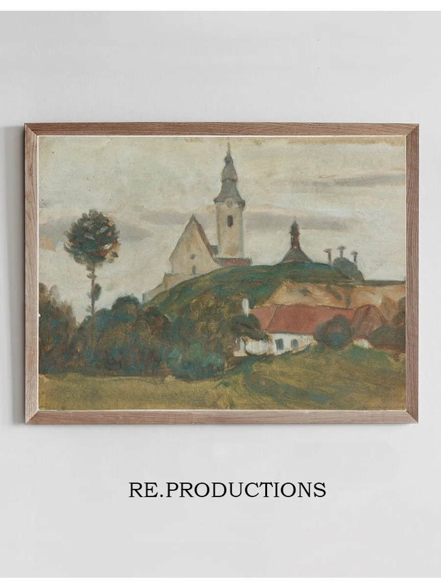 Landschaft Mit Kirche Und Dorf