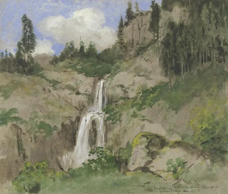 Landschaft Mit Wasserfall (dekoration Zu Einem Puppentheater)