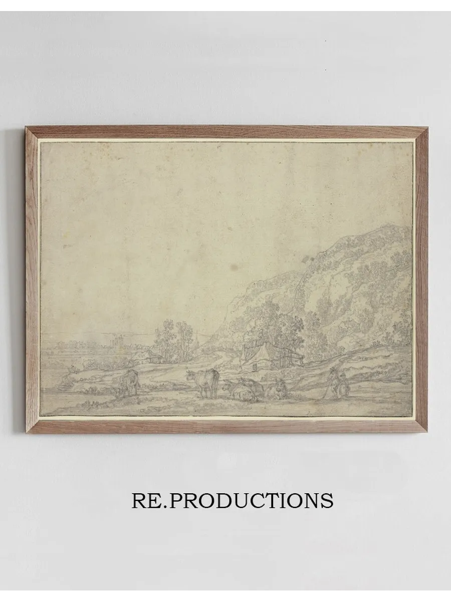 Landschaft Mit Zwei H Tten, Rechts Hohe Berge, Vorne F Nf K He