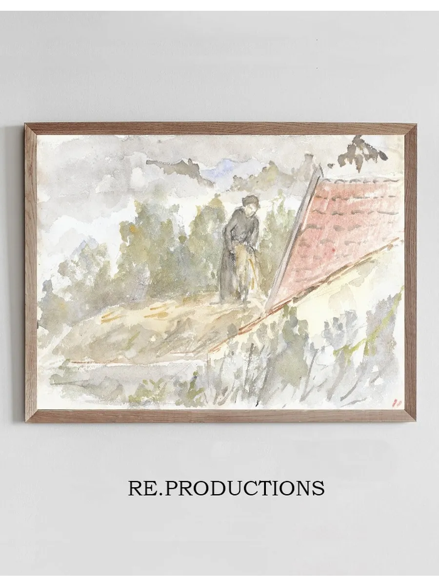 Landschap Met Vrouw En Dak van Een Huis