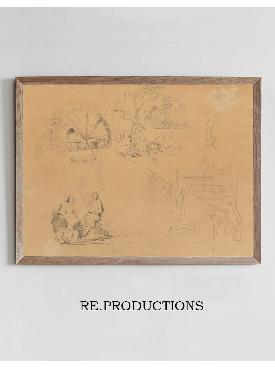 Landschapsfragment Met Waterrad En Twee Figuren