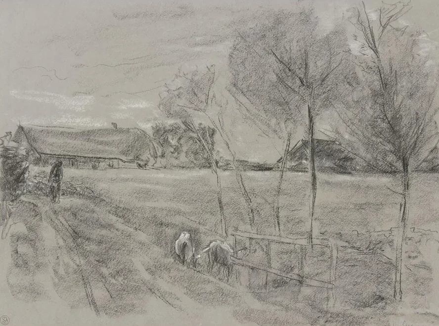 Landweg in Holland, Vorne Zwei Ziegen