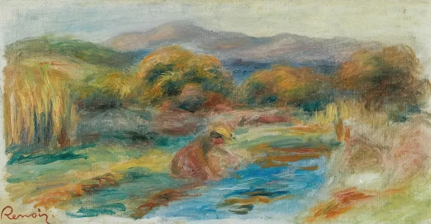 Laveuse Dans Un Paysage