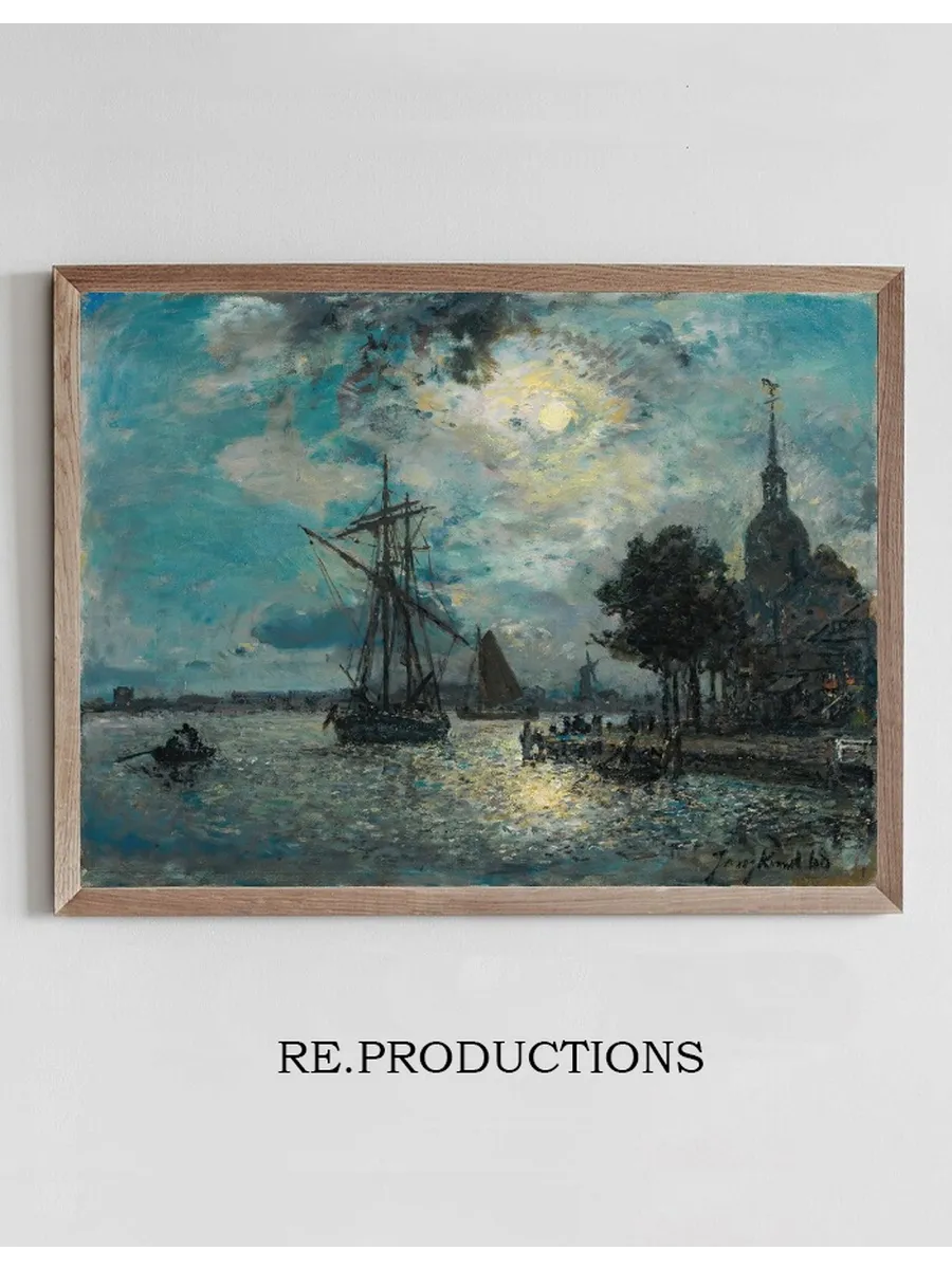 Le Port De Dordrecht Au Clair De Lune