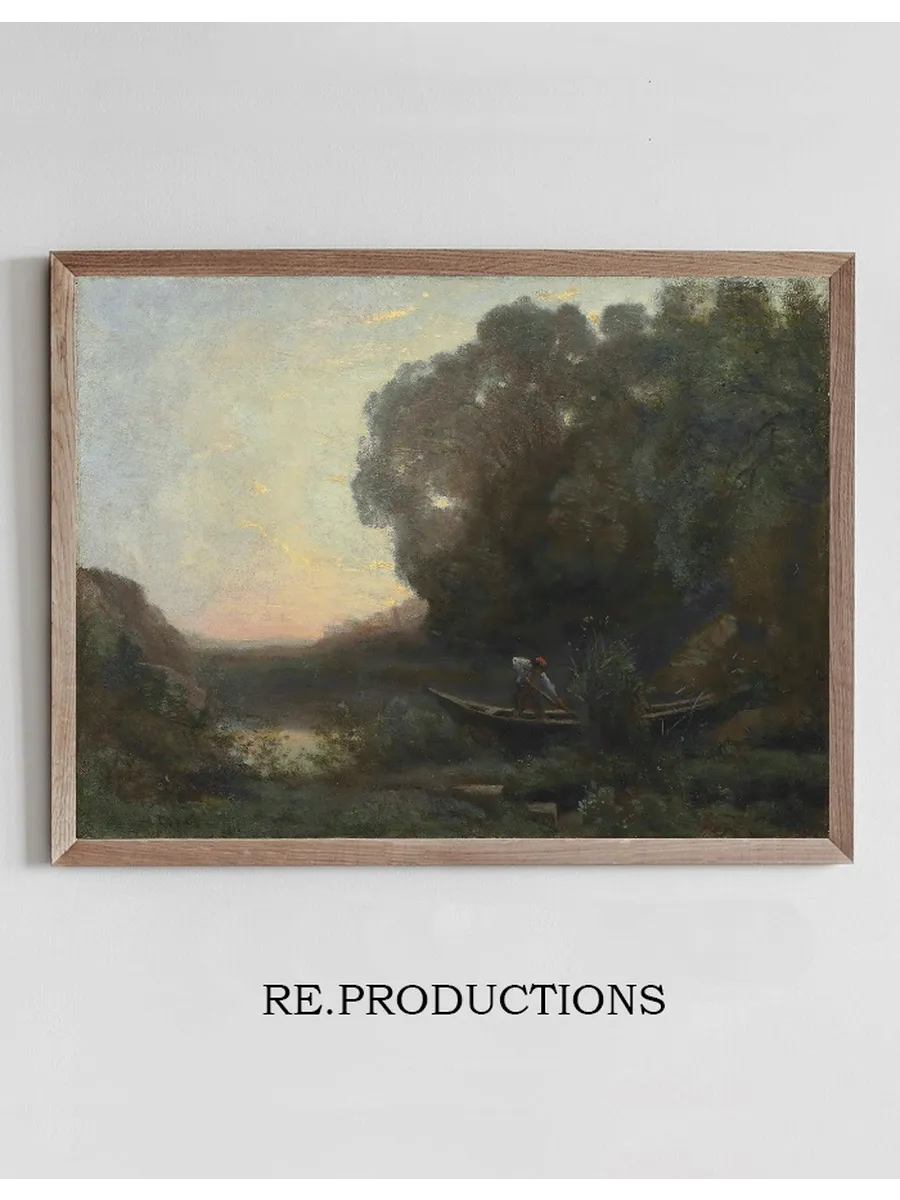 Le Batelier la Rive. Soleil Couchant