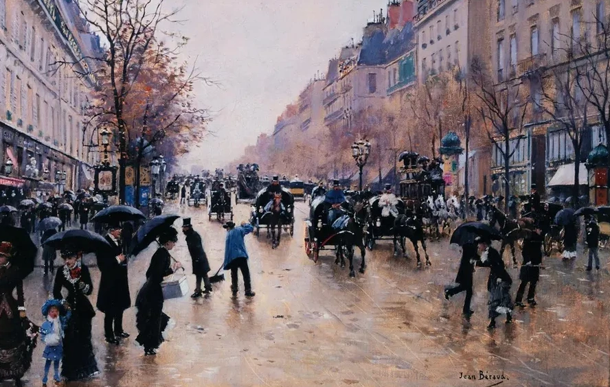 Le Boulevard Poissoni Re Sous la Pluie