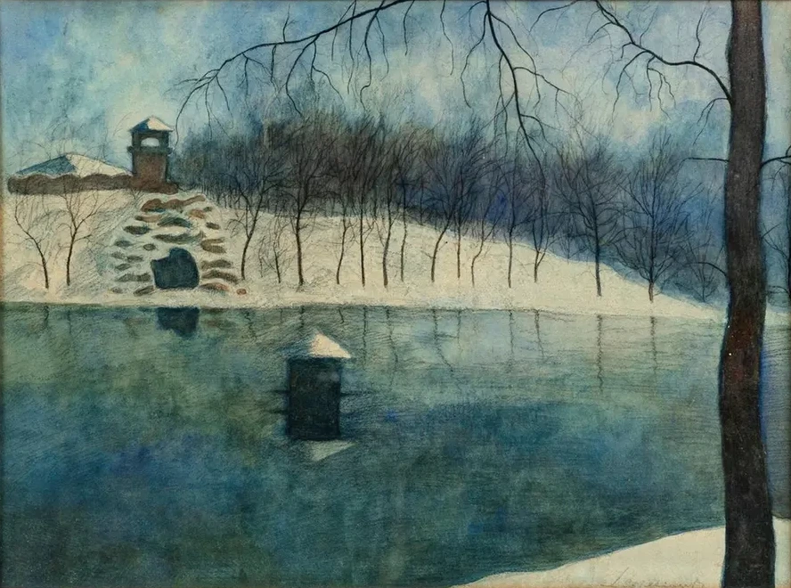 Le Parc L Opold D Ostende Avec L Tang et le Trinkhall, Sous la Neige