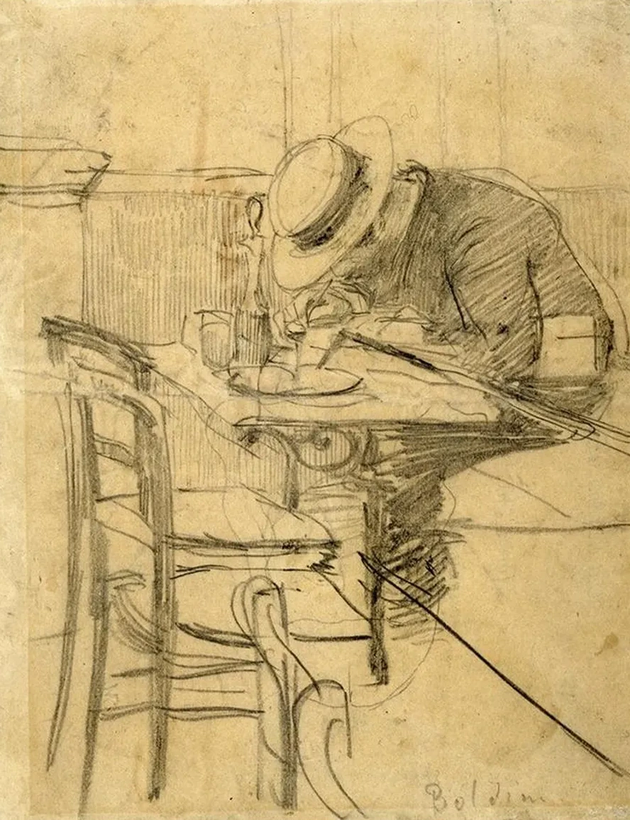 Le Peintre Helleu Assis Une Terrasse de Caf