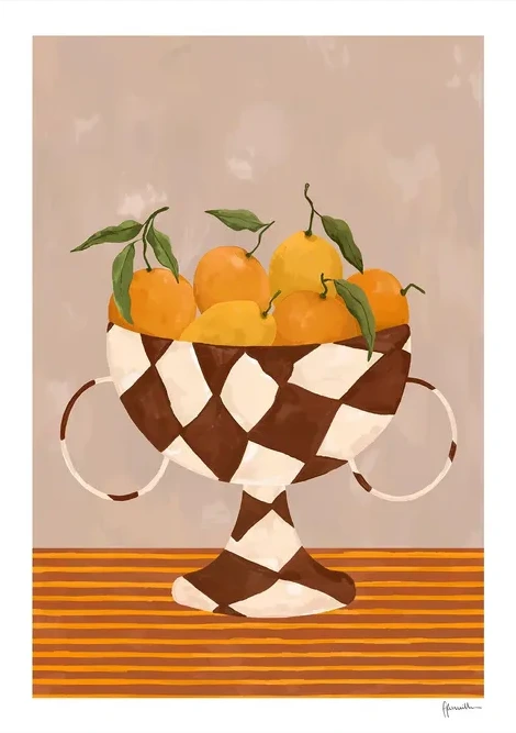 Lemons & Oranges in Checkered Vase