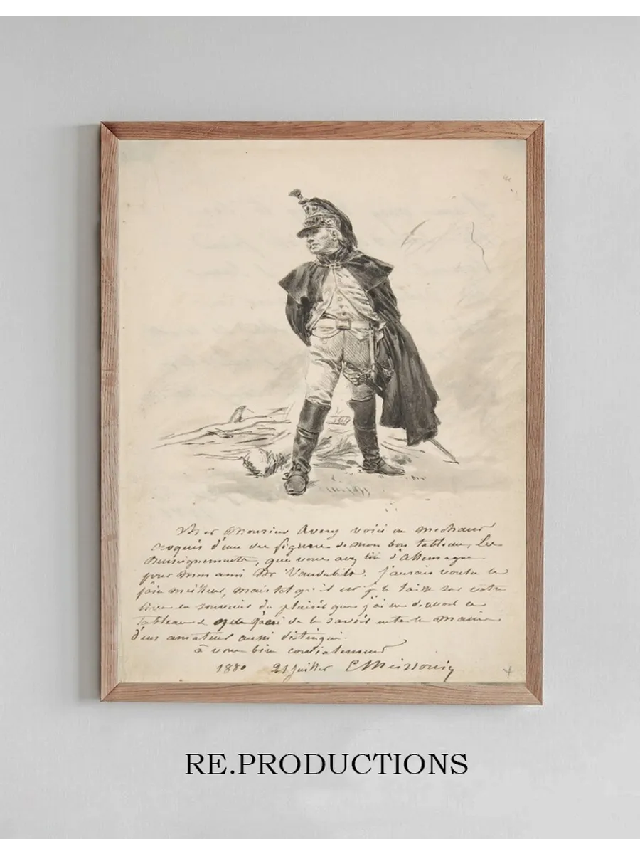 Letter to Samuel P. Avery with a Drawing of a Military Figure