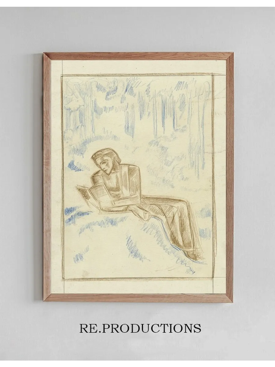 Lezende Vrouw in Een Boslandschap