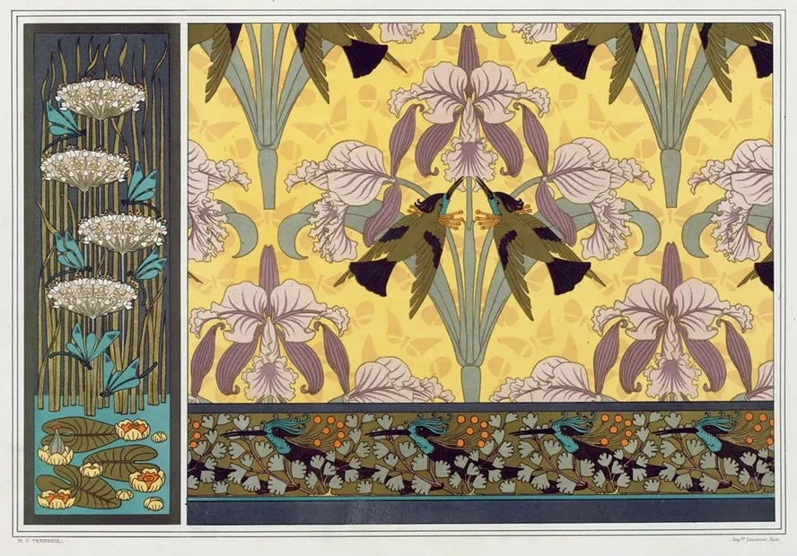 Libellules, Butome En Ombelle, N Nuphars, Panneau. Oiseaux - Mouches et Orchid Es, Toffe. Oiseaux - Mouches et Cap