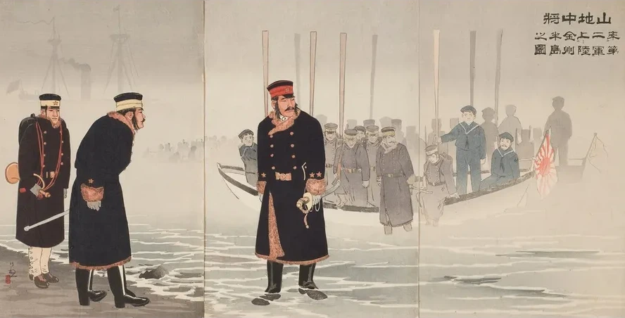 Lieutenant - General Yamaji Leading the Japanese Second Army During Its Landing on the Jinzhou Peninsula